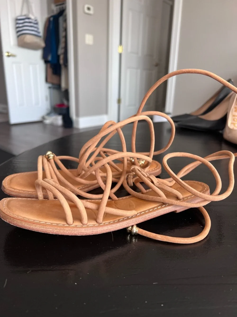 SCHUTZ Magdalena Flat Wrap-Around Sandals in Carmel - Picture 3 of 6